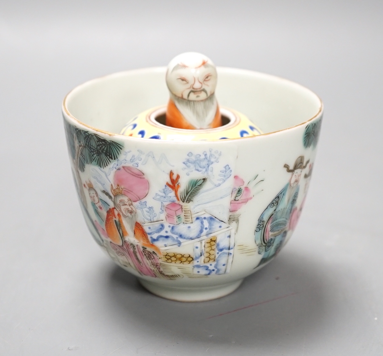 A Chinese famille rose puzzle cup, 8cm high